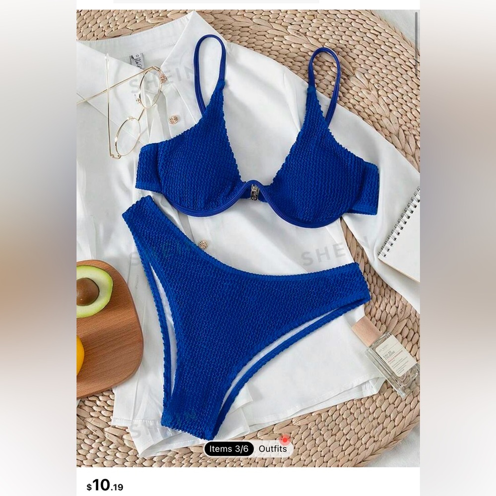 SHEIN Swim Basics Solid Underwire Bikini Swimsuit